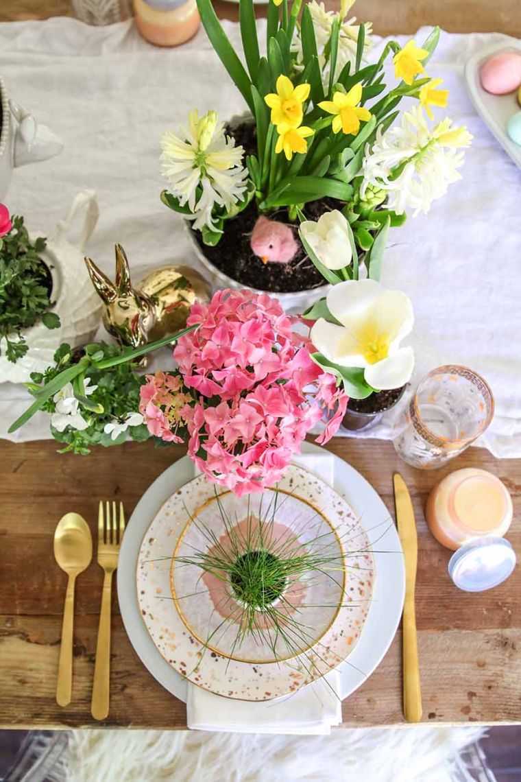 déco de table de printemps paques-couleur-pastel