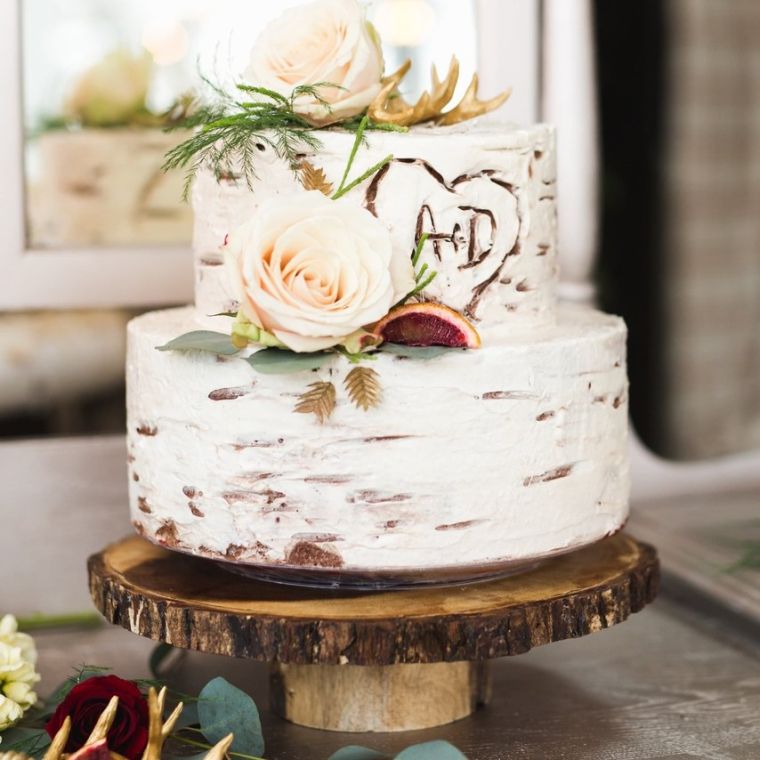 décoration gâteau mariage rustique-theme-nature