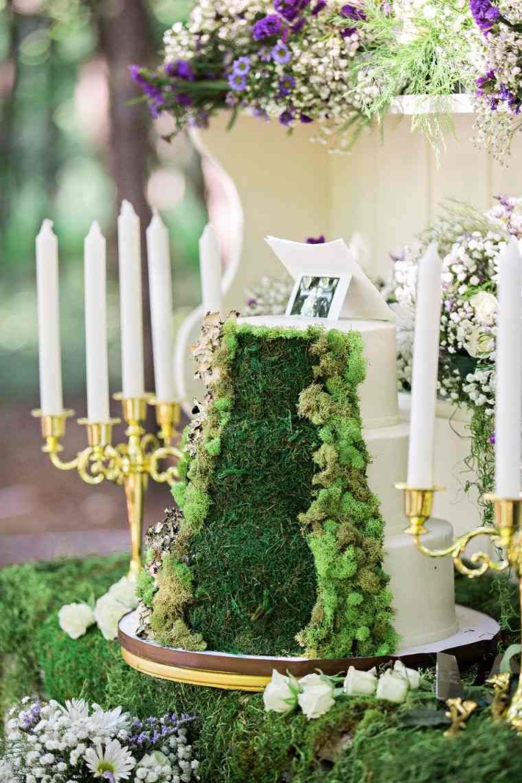décoration gâteau mariage theme-nature-foret-mousse-naturelle