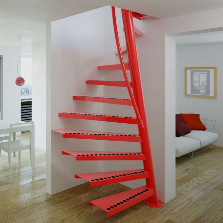 escalier-colimacon-design-moderne-rouge-metal