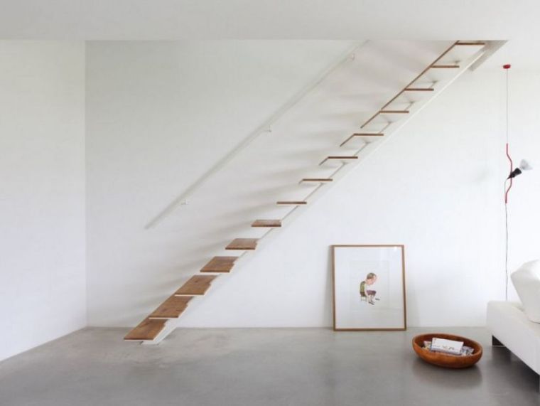 escalier design intérieur minimaliste-bois-deco-blanc