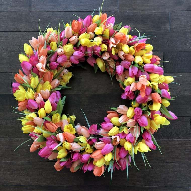 jour de pâques 2018 couronne-magnifique-tulipes