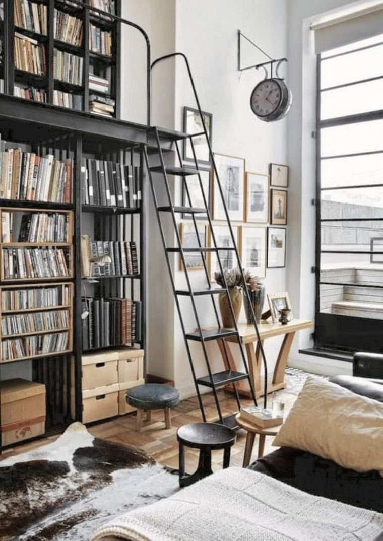 meuble-bibliotheque-moderne-echelle-design-industriel-rangement-noir