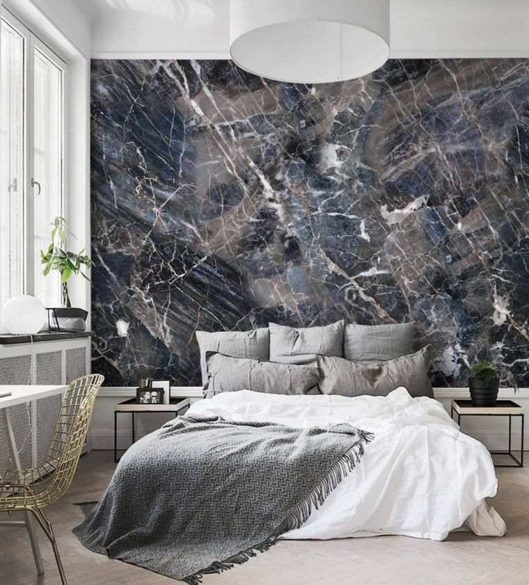mur-accent-chambre-marbre-couleur-noire-idee-deco-tendance