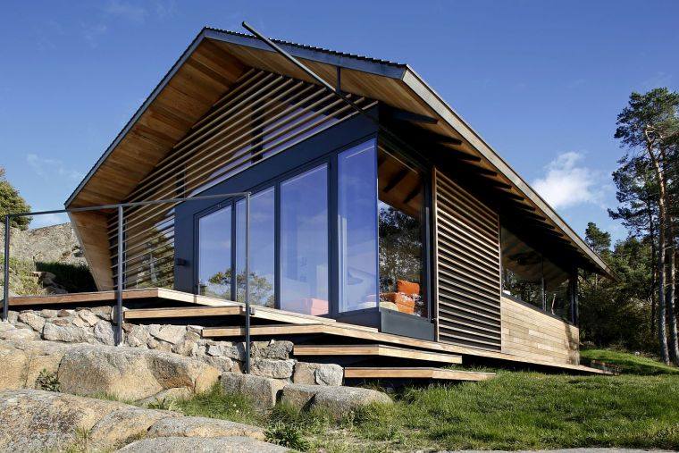 cabane en bois scandinave-petite-terrasse-nature