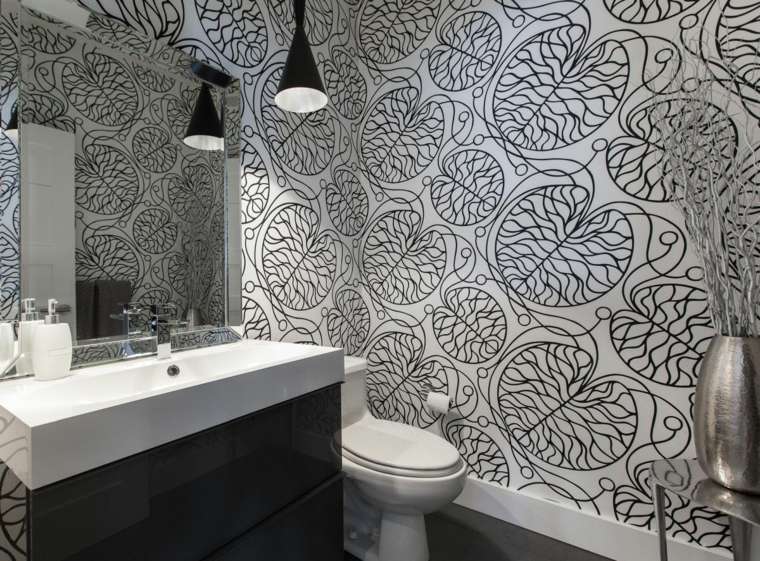 carrelage salle de bain noir et blanc ikea-papiers-peints