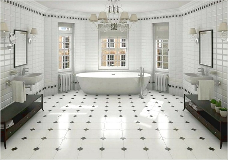 carrelage salle de bain noir et blanc luxe-enorme-symetrique