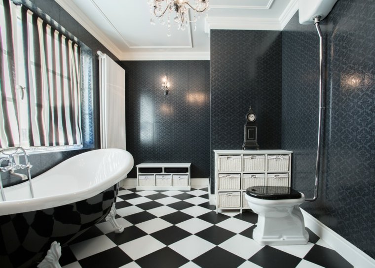 carrelage salle de bain noir et blanc luxe-style-vintage-elegant