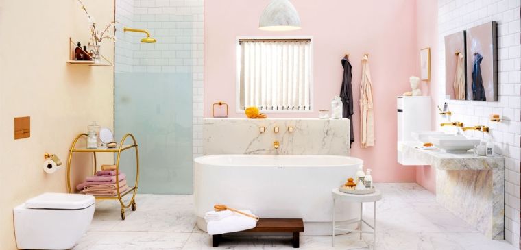 inspiration salle de bain chic couleur-pastel-marbre