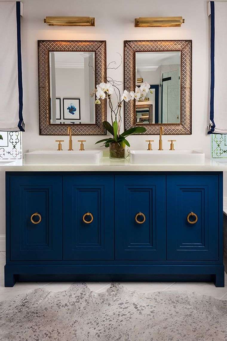 inspiration salle de bain chic tendance-couleur-bleu-marin