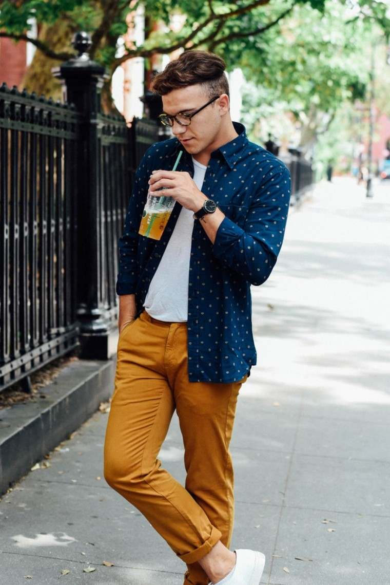 jaune-moutarde-pantalon-homme-chemise