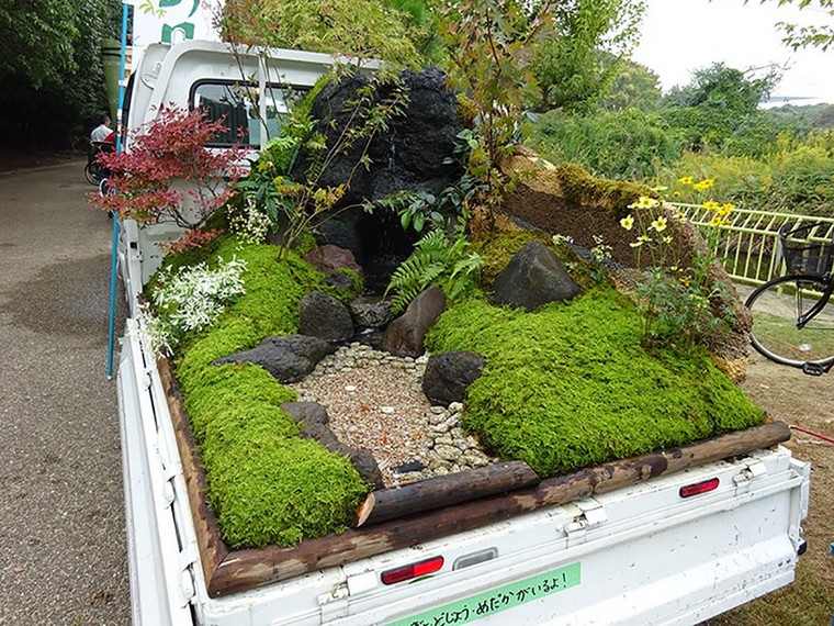 mini jardin japonais camionnette concours pierres déco jardin zen