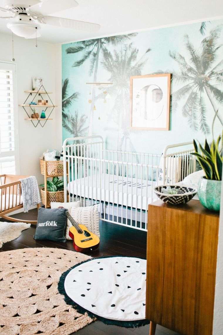 décoration chambre de bébé papier-peint-tropical