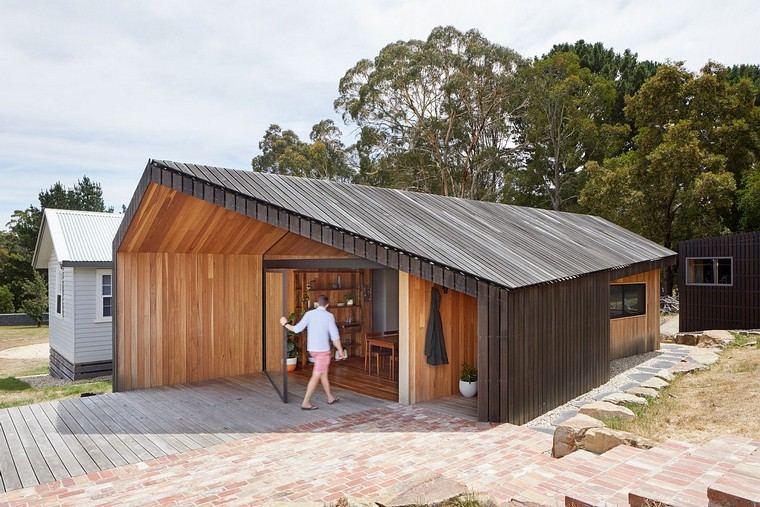 maison victorienne idée extérieur extension en bois design terrasse