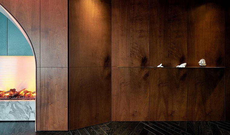 intérieur appartement moderne mur bois parquet design