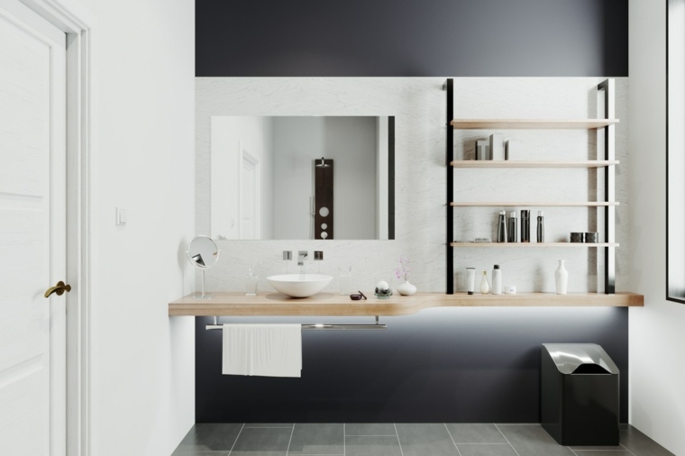 salle de bain design luxe blanche-grise