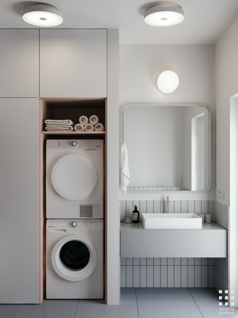salle de bain design luxe cache-lave-linge