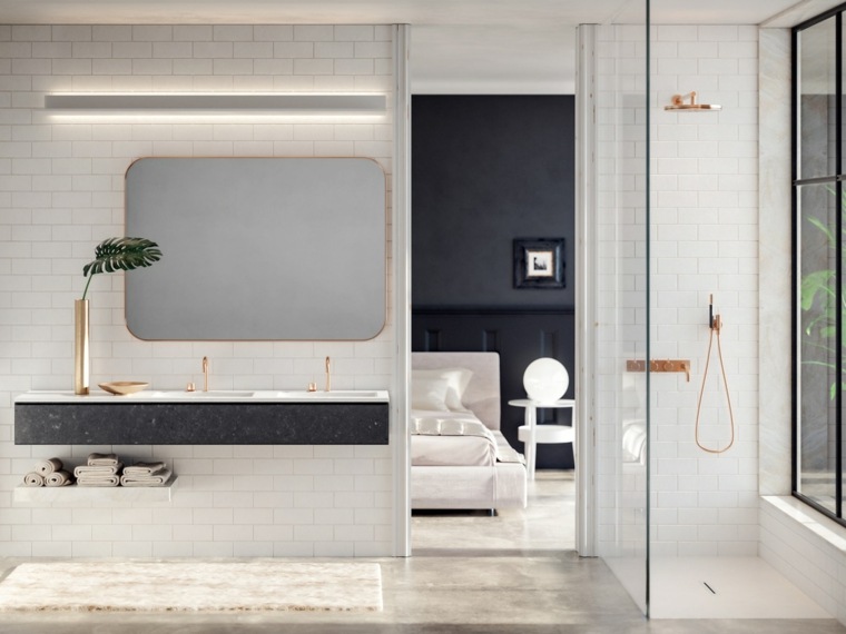 salle de bain design luxe carrelage-blanc-metro