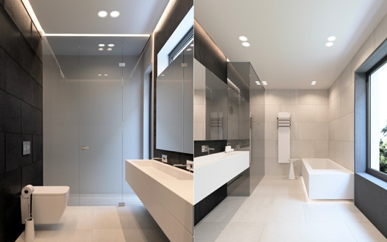 salle de bain design luxe carrelage-sol-blanc