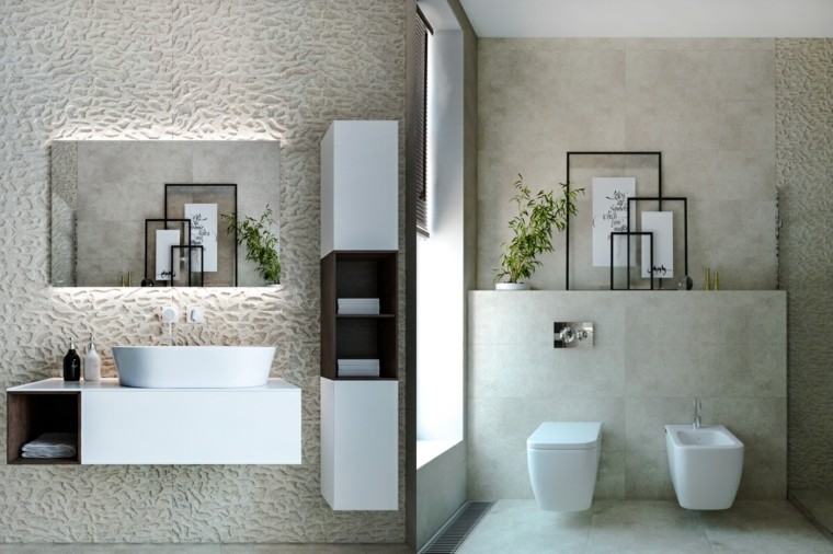 salle de bain design luxe gris-blanc-idees