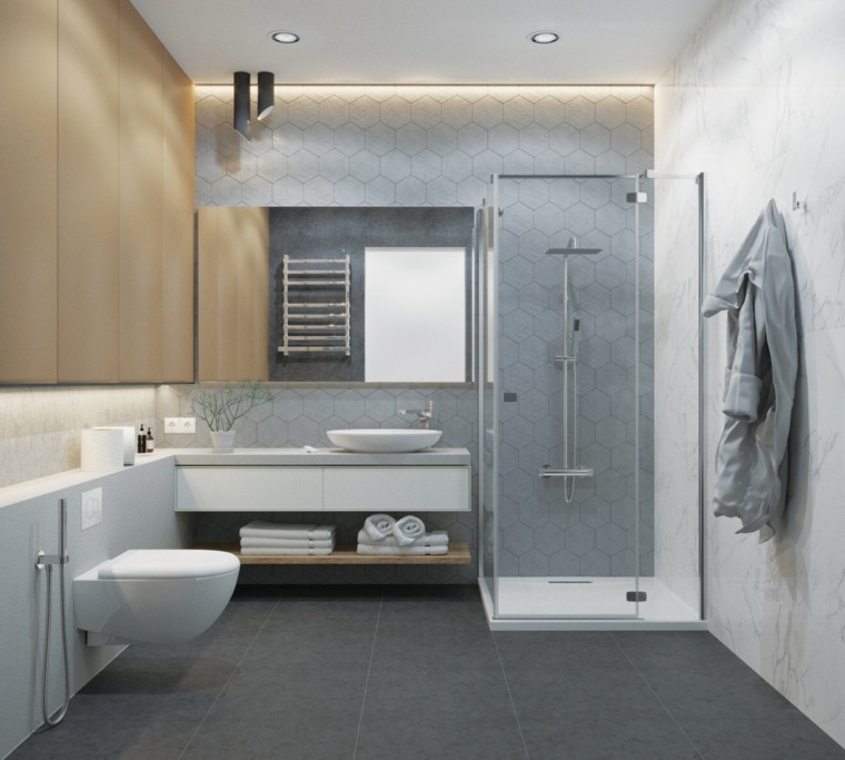 salle de bain design luxe grise-bois