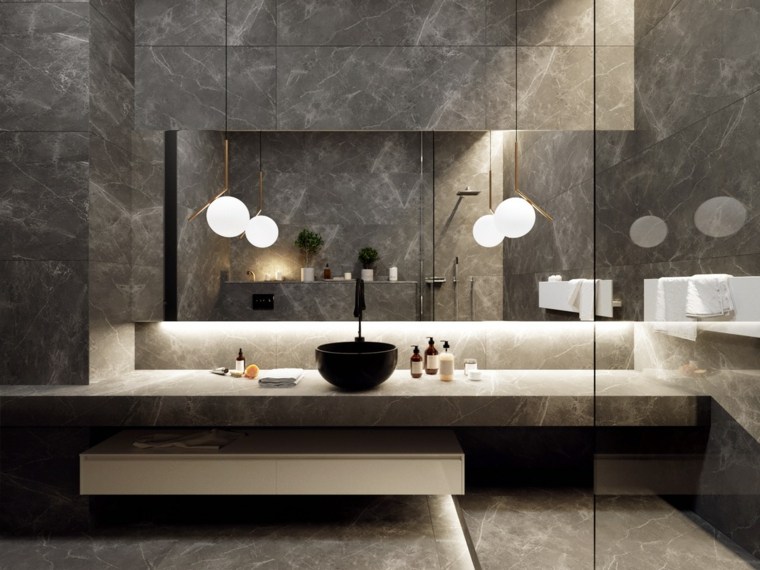 salle de bain design luxe grise