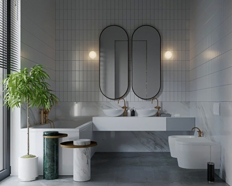 salle de bain design luxe marbre-carrelage-blanc