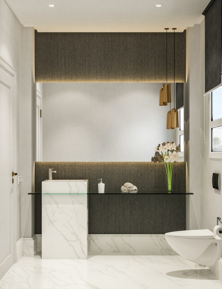 salle de bain design luxe petite-blanche