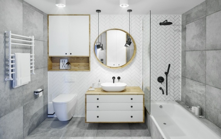 salle de bain design luxe spacieuse-blanc-gris