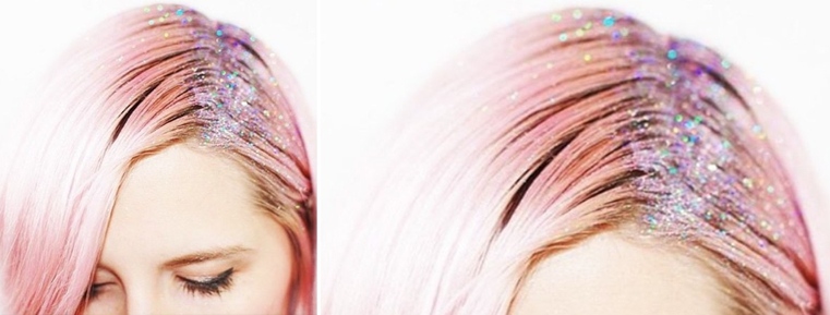 coiffure coachella rose-avec-paillettes