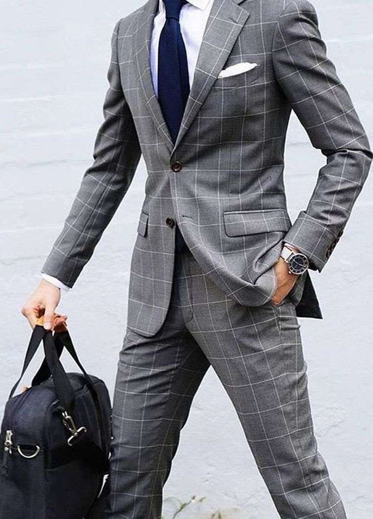 costume homme tendance gris-carreaux