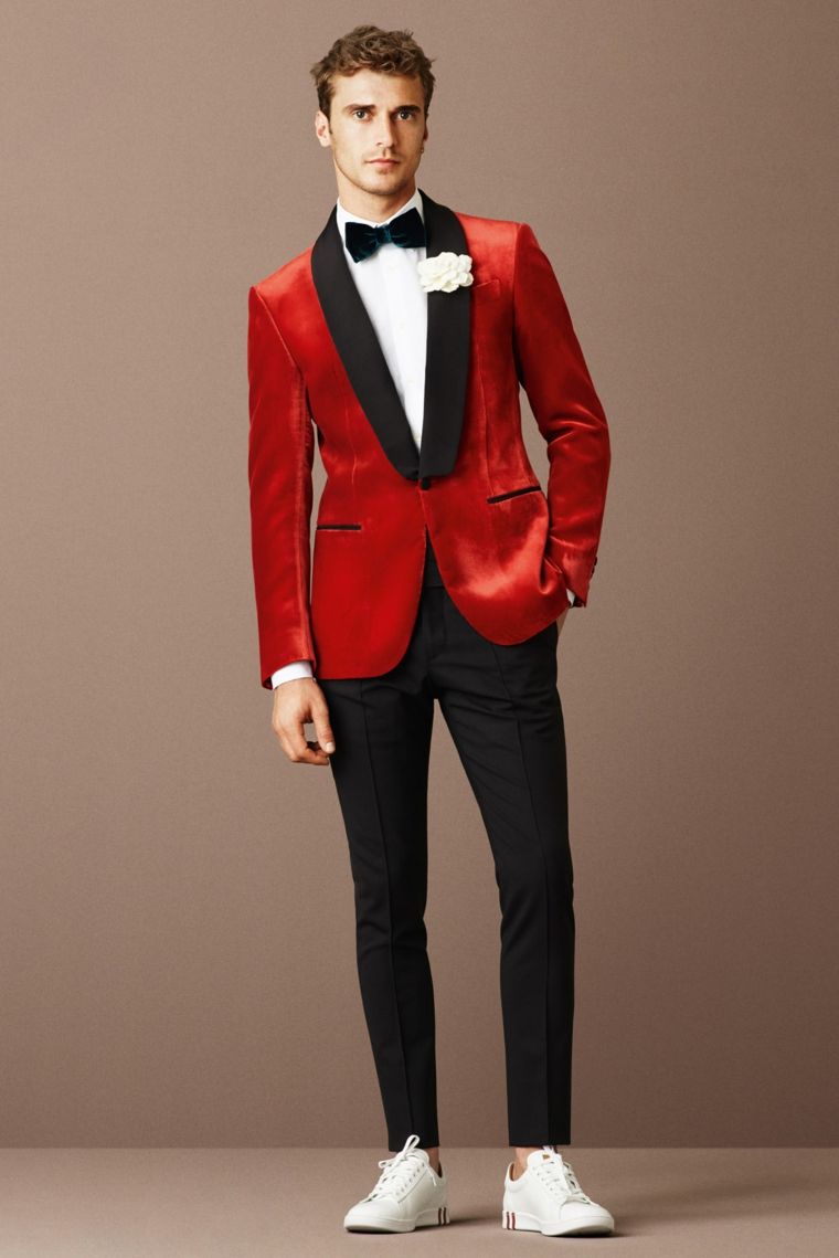 costume pour homme tendance velours-couleur-rouge-noir