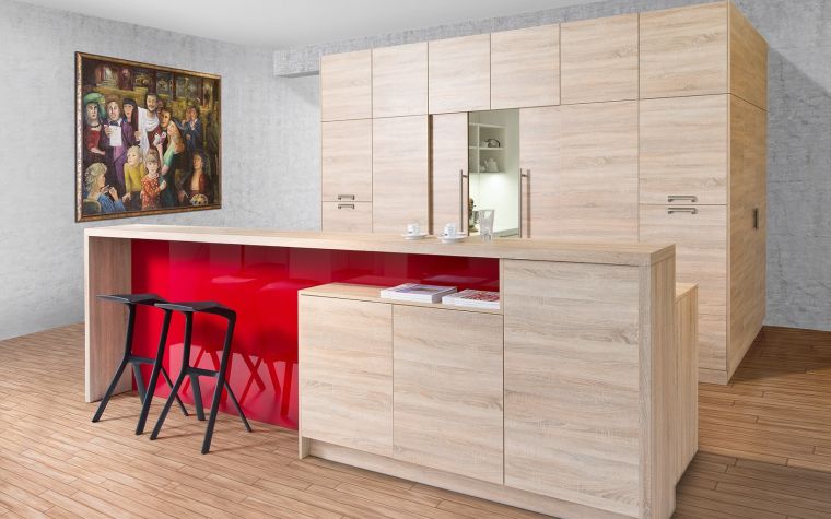 ilot-bar-cuisine-comptoir-bois-couleur-rouge