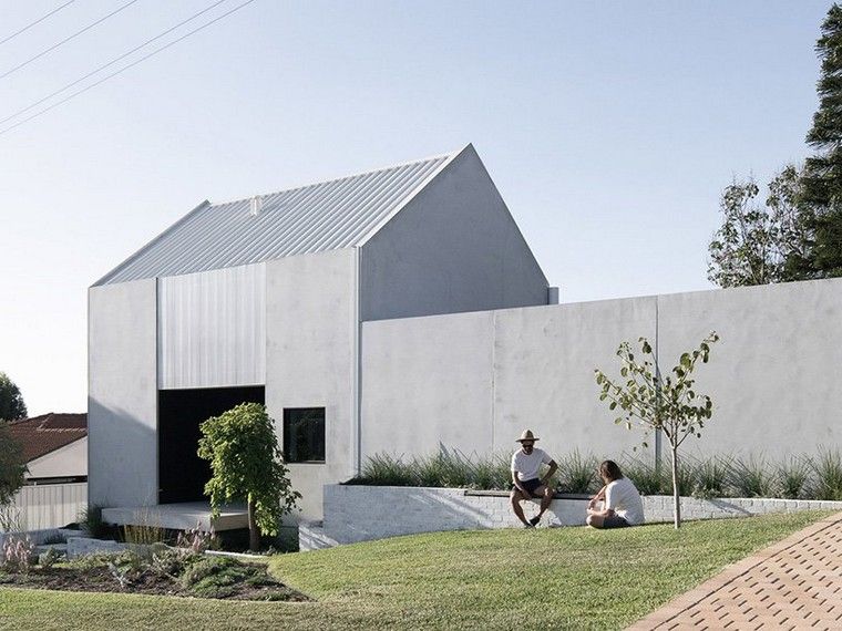 maison en béton idée jardin extérieur moderne