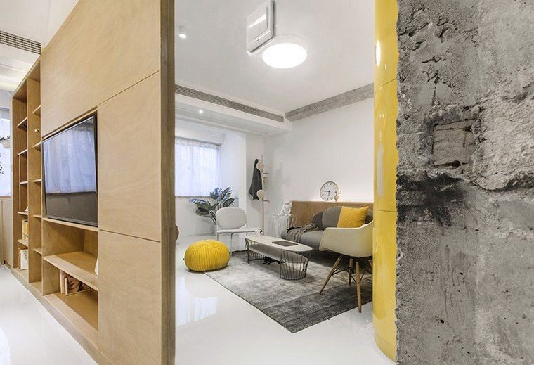 salon-beton-mur-petit-appart-lit-sureleve