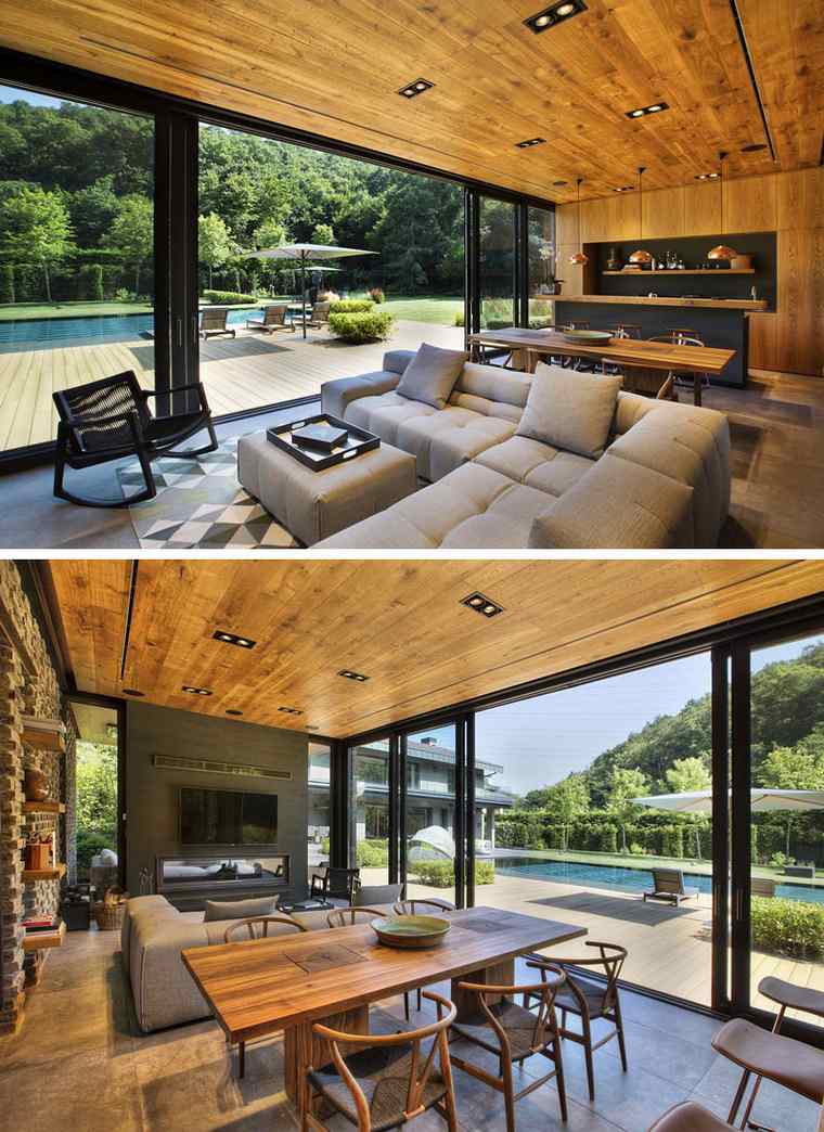 belle maison moderne salle-manger-terrasse-piscine