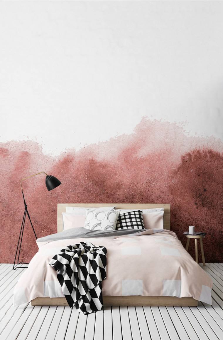 tendance couleur 2018 chambre à coucher mur accent lit cadre bois