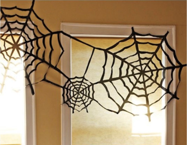 Déco de fenêtre Halloween Toiles-araignee