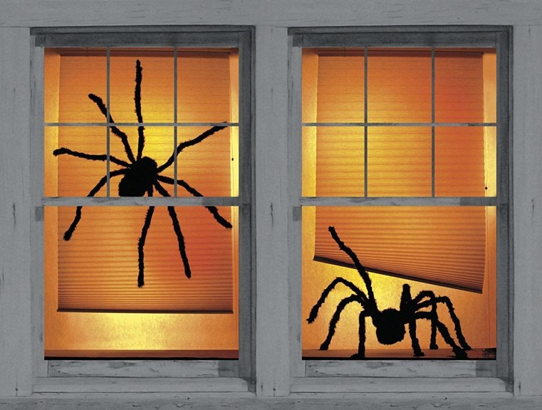 Déco de fenêtre Halloween deux-araignees