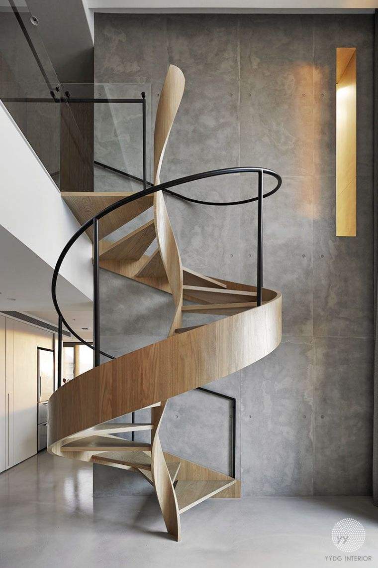 escalier-bois-metal-modele-colimacon-idee