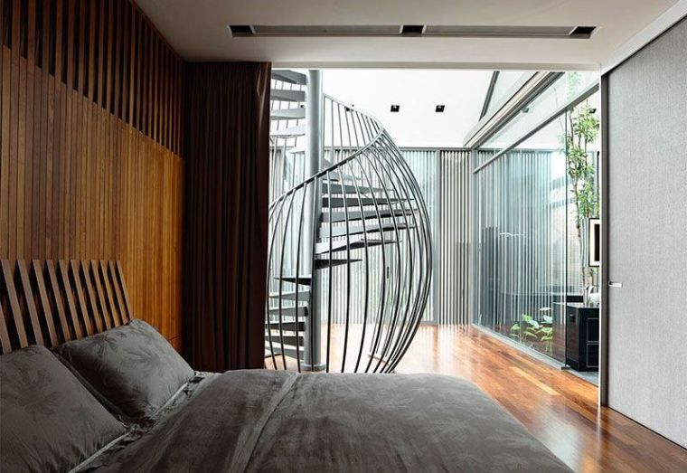 escalier colimaçon sculptural-maison-design-gain-de-place