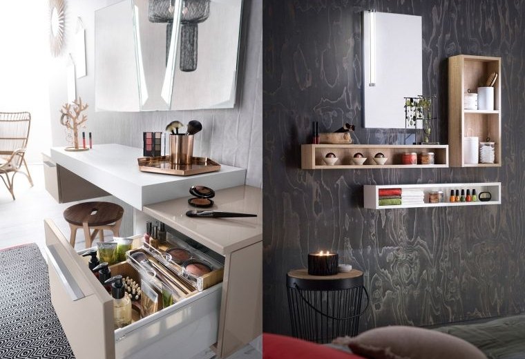 salle de bain tendance ambiance-confortable-coiffeuse-couleur-noir-vert-aloe