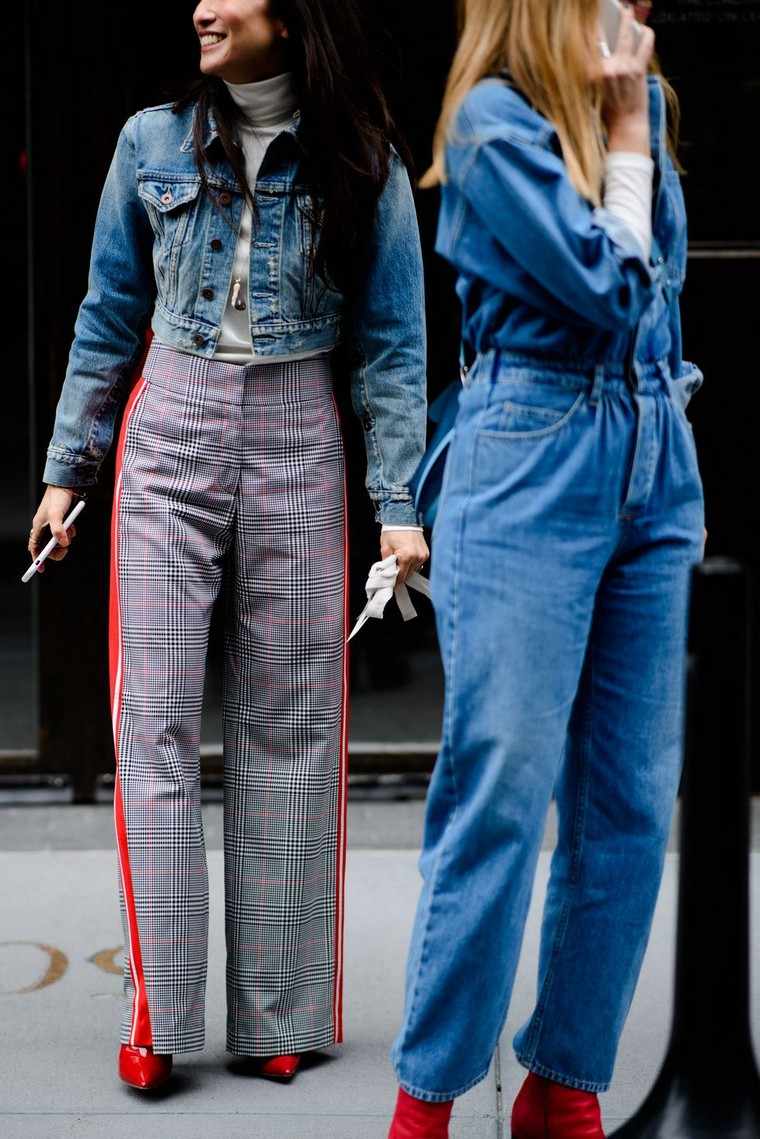 street fashion femme pantalon denim veste idée look