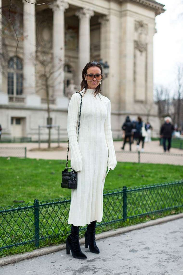street fashion femme robe longue blanche idée chaussures