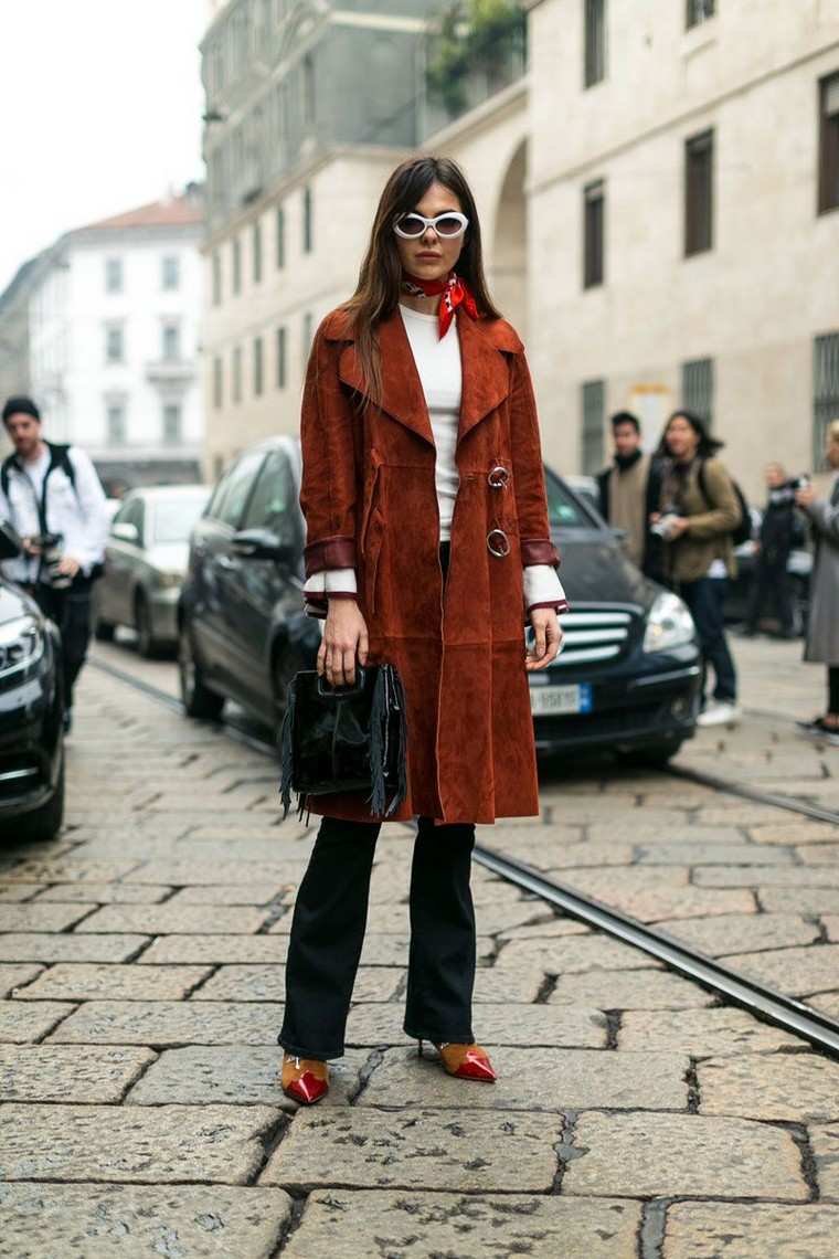 street fashion femme veste en daim longue