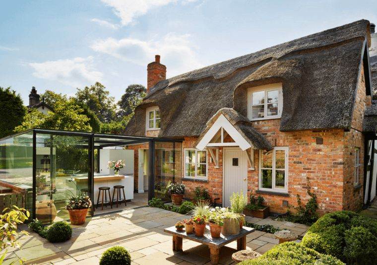 déco style cottage anglais extension-moderne-verre