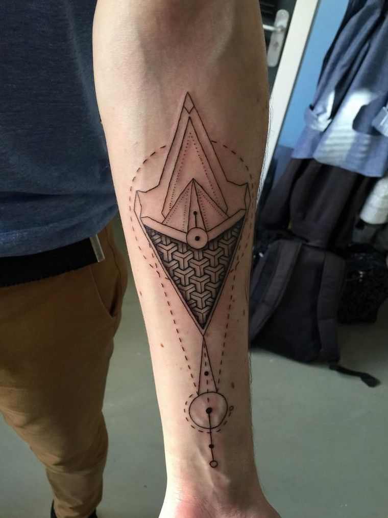 tatouage géométrique tatouage bras idée modèle tendance