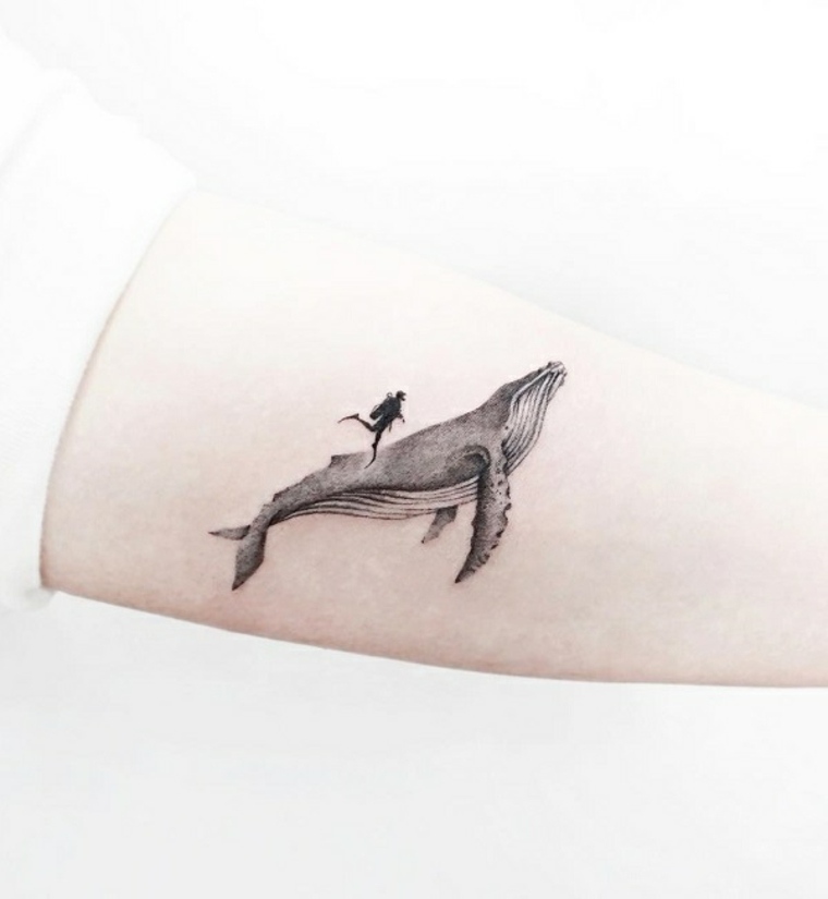 tatouage baleine idée modèle tatouage bras avant bras