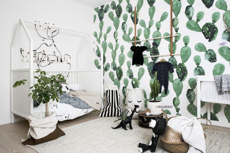 deco-murale-design-papier-peint-motif-floral-vert-blanc