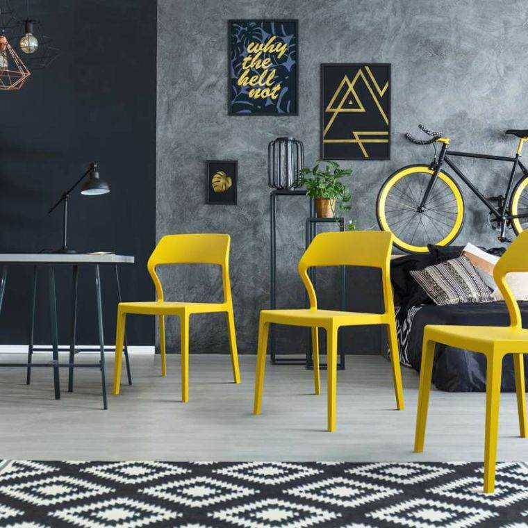 chaise de cuisine empilable-design-tendance-couleur-jaune